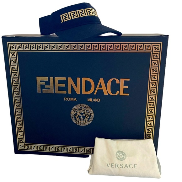 Versace Accessories - FENDACE FENDI X VERSACE Black Logo Visor